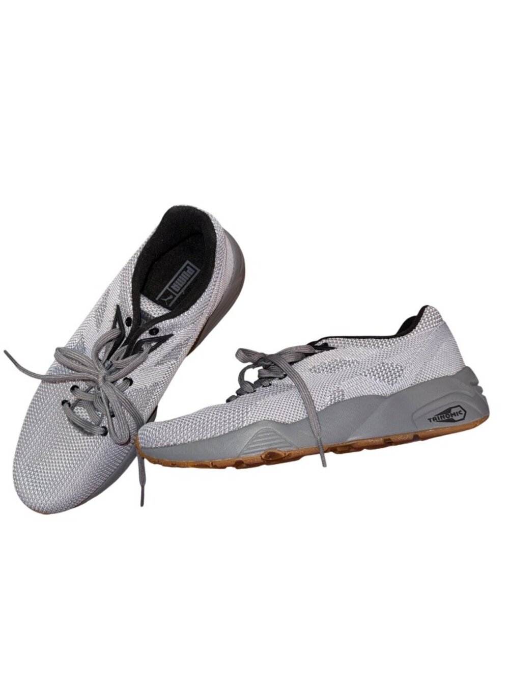 Puma Mens Gray Athletic Sneakers Size 8.5 Lightweight Mesh Tri-Nomic Sole
